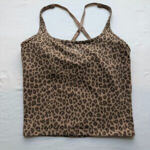 Victoria’s Secret PINK Leopard Print Racerback Tank Top Cropped Athletic Top Wom